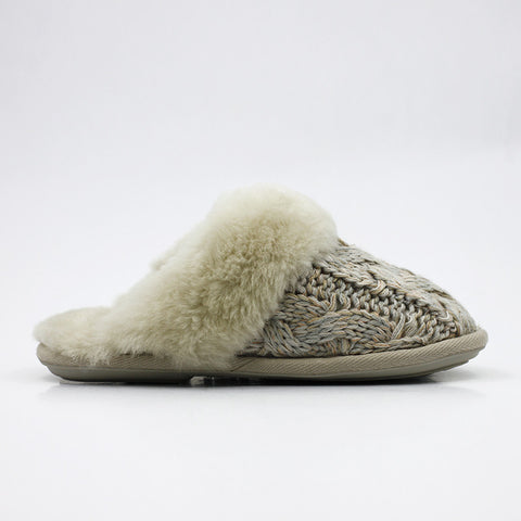 Luxury Bloombury Knit Wool Scuff - Sand
