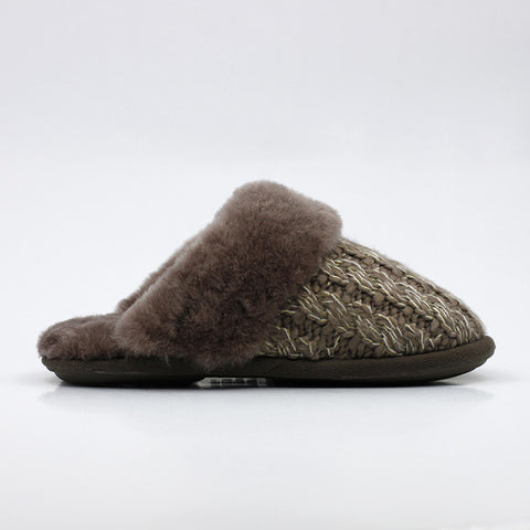 Luxury Knit Wool Scuff - Coffee