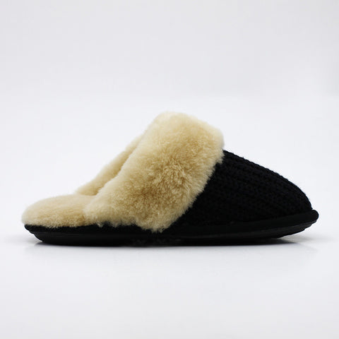 Luxury Knit Wool Scuff - Black