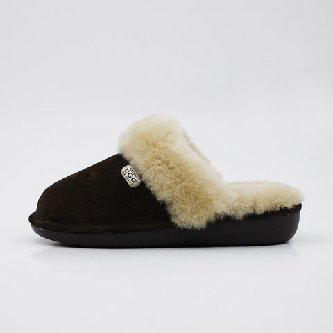 Wedge Wool Scuff - Chocolate