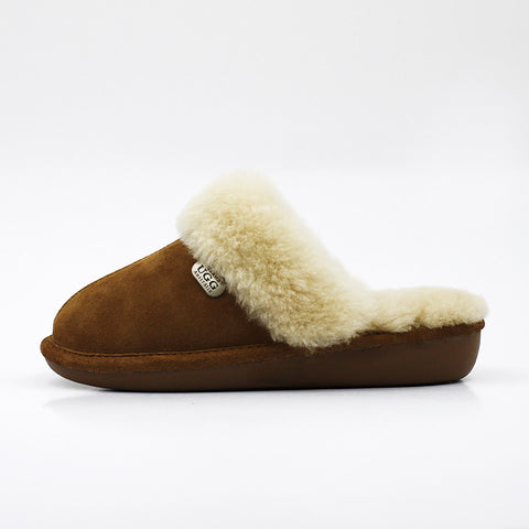 Wedge Wool Scuff - Chestnut