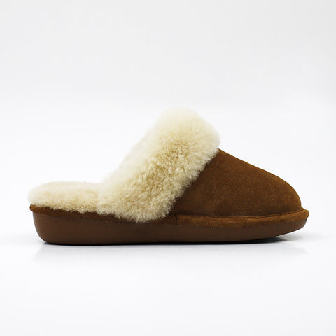 Wedge Wool Scuff - Chestnut