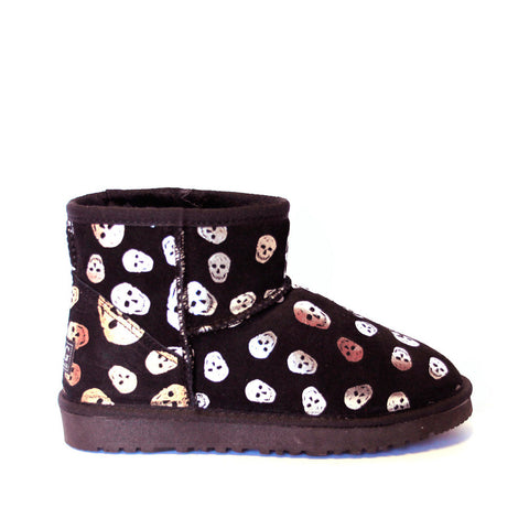 Skull Short Ugg Boot - Gold/Silver