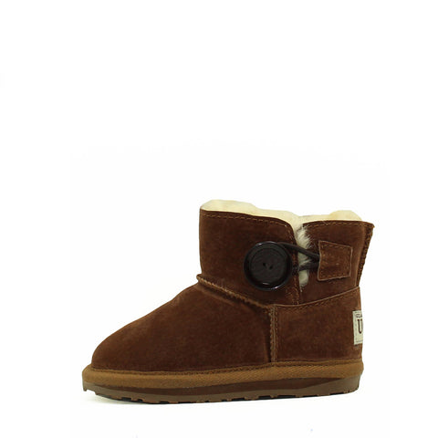 One Button Kids Boot - Chestnut