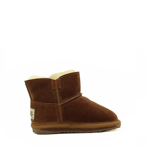 One Button Kids Boot - Chestnut