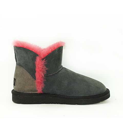 Cornsilk Ankle Ugg Boot - Black Red
