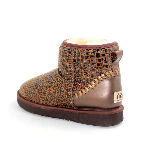 Leather Short Ugg Boot - Stone