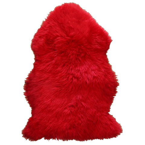Natural Sheepskin Rug - Red